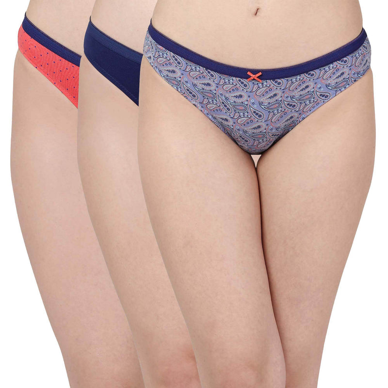 SOIE Woman - Mid Rise Medium Coverage Solid and Printed Cotton Stretch Brief Panty (Pack of 3) - Panty -for Women