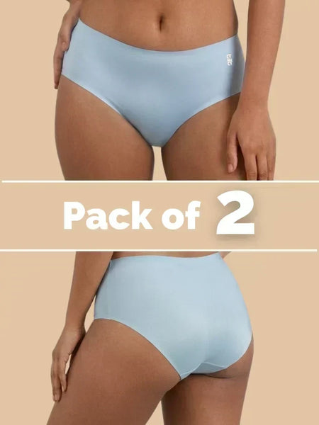 2 Pack - Blue Mid-waist Seamless Underwear