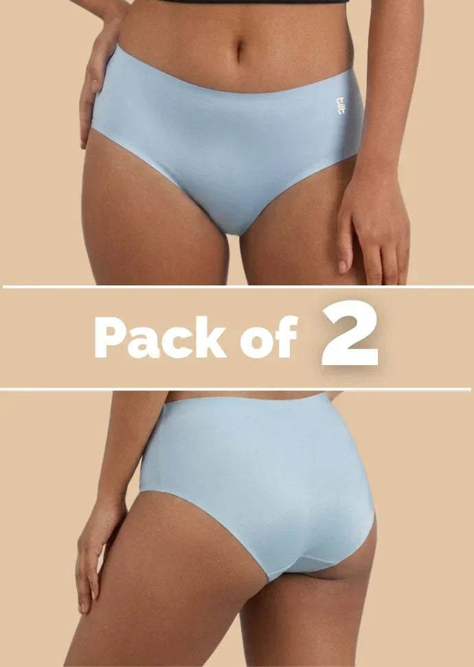 2 Pack - Blue Mid-waist Seamless Underwear
