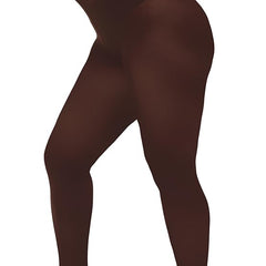 Women Brown Kashmiri Solid Footed Warm Thick Fur Thermal Bottom High Waist Stockings - Brachy