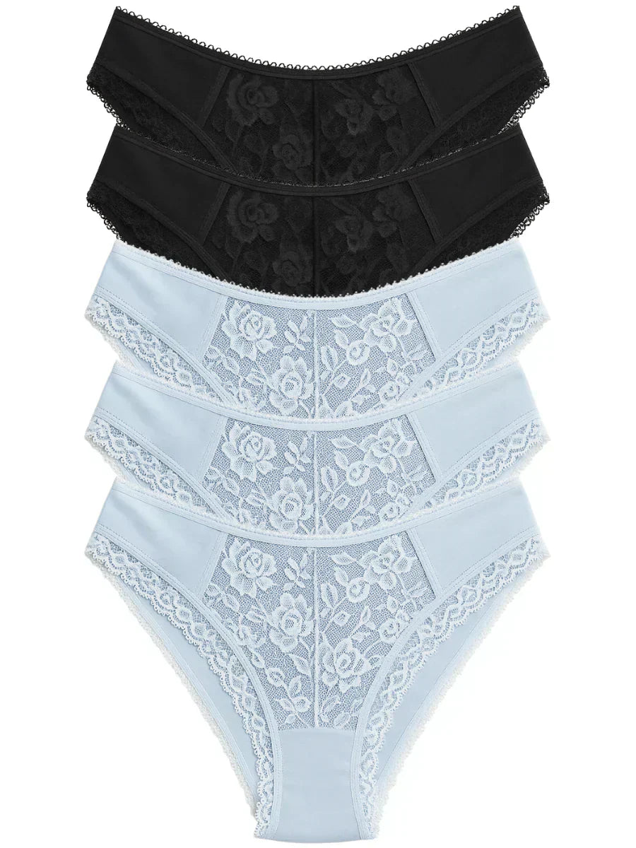 Mid Waist Bikini Panty with Lace (Pack of 5)