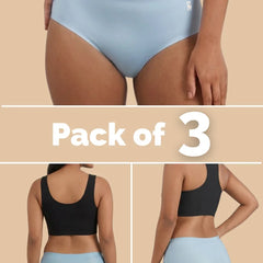3 Pack - Blue Mid-waist Seamless Underwear