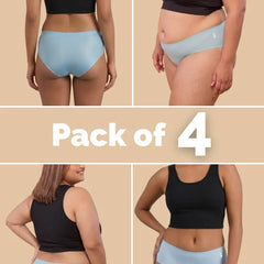 4 Pack - Blue Mid-waist Seamless Underwear
