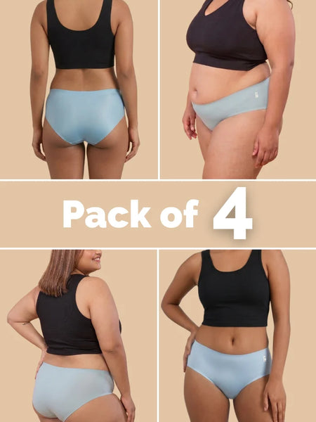4 Pack - Blue Mid-waist Seamless Underwear