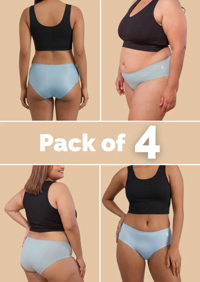 4 Pack - Blue Mid-waist Seamless Underwear