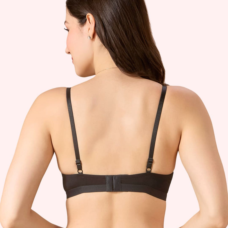Cove Everyday Cotton Bra – Lightly Padded, Wire-Free, Lace Front, Designer Straps & Full Support Underband