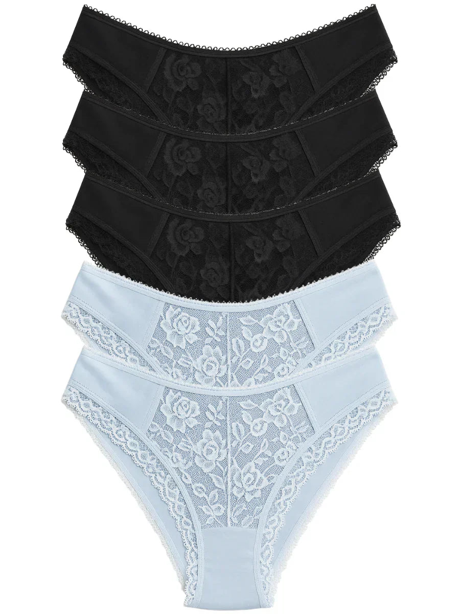 Mid Waist Bikini Panty with Lace (Pack of 5)