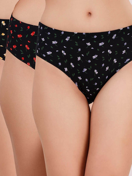 SOIE Woman - High Rise Full Coverage Printed Stretch Cotton Hipster Panty (Pack of 3) - Panty -for Women