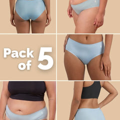 5 Pack - Blue Mid-waist Seamless Underwear