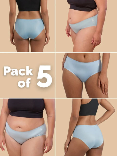 5 Pack - Blue Mid-waist Seamless Underwear