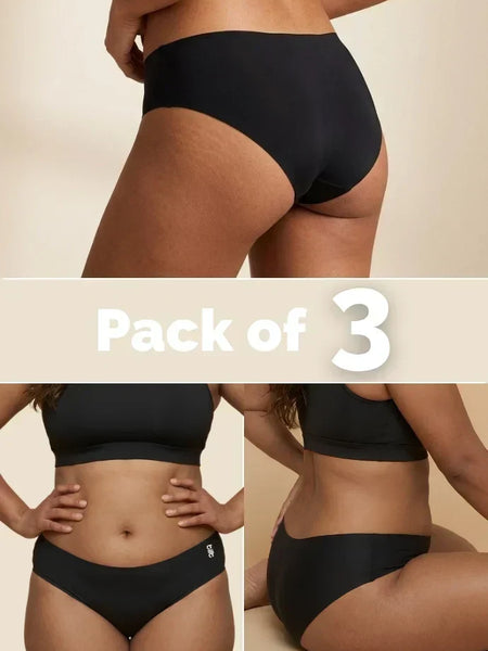 3 Pack - Black Low-waist Seamless Underwear
