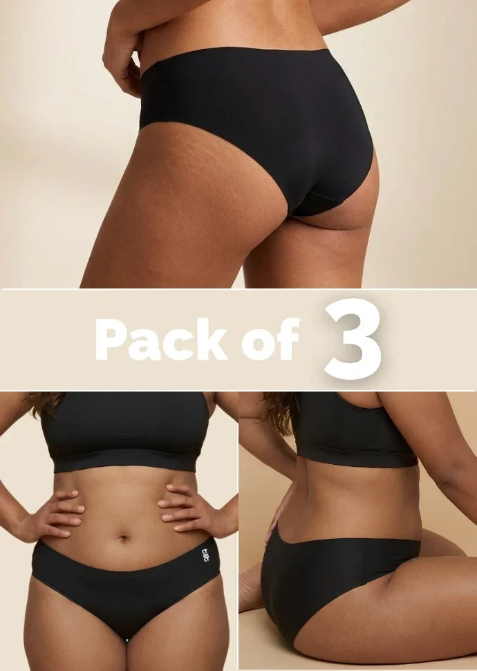 3 Pack - Black Low-waist Seamless Underwear