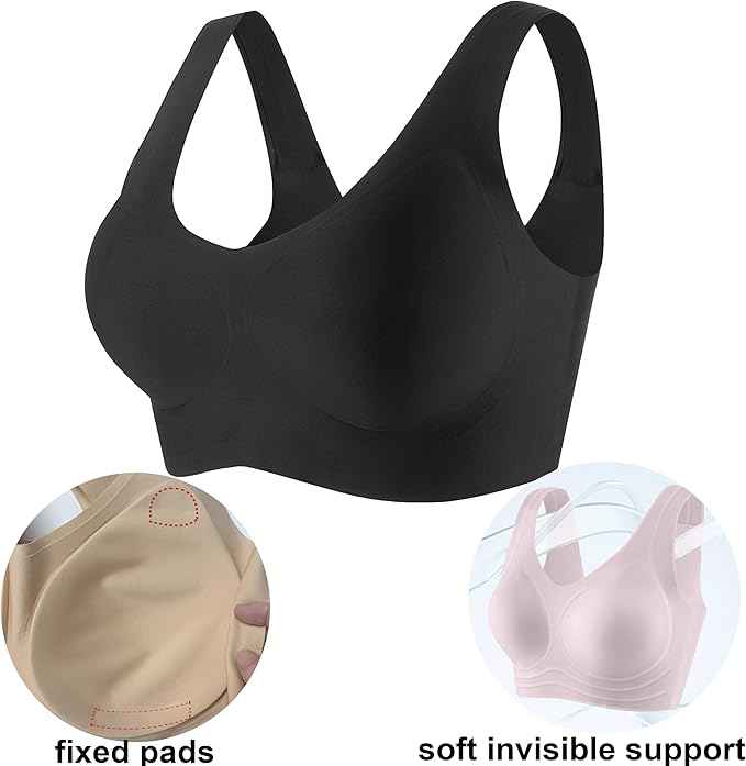 Wireless Bras for Women No Underwire Seamless Soft Everyday Bra Padded Bralette