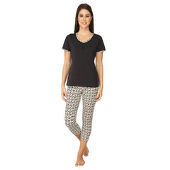 SOIE Woman - Solid Top with Printed Leggings - -for Women