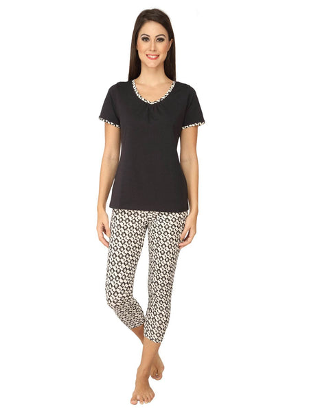 SOIE Woman - Solid Top with Printed Leggings - -for Women