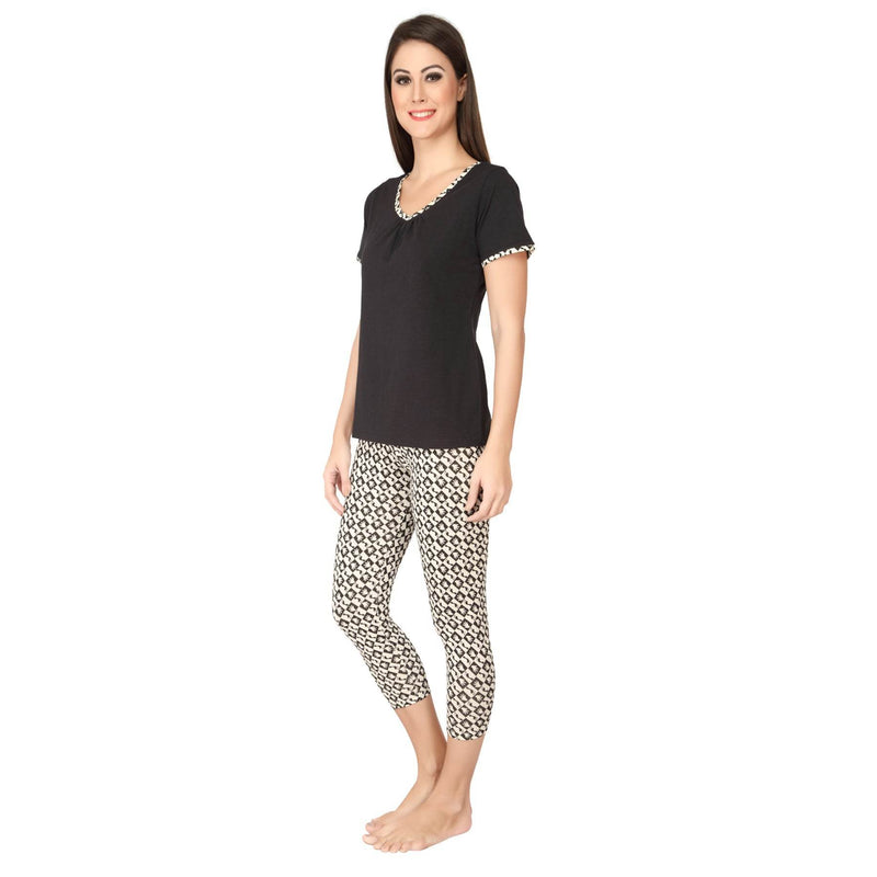 SOIE Woman - Solid Top with Printed Leggings - -for Women