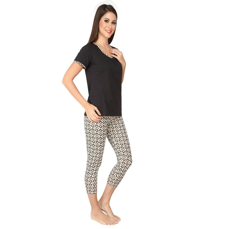 SOIE Woman - Solid Top with Printed Leggings - -for Women