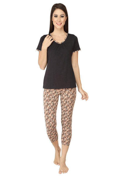SOIE Woman - Solid Top with Printed Leggings - -for Women