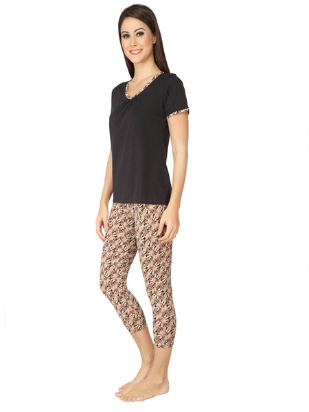 SOIE Woman - Solid Top with Printed Leggings - -for Women