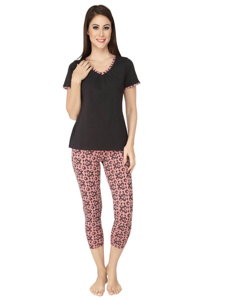 SOIE Woman - Solid Top with Printed Leggings - -for Women