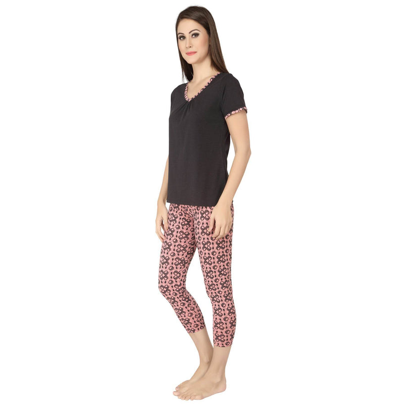 SOIE Woman - Solid Top with Printed Leggings - -for Women