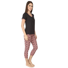 SOIE Woman - Solid Top with Printed Leggings - -for Women