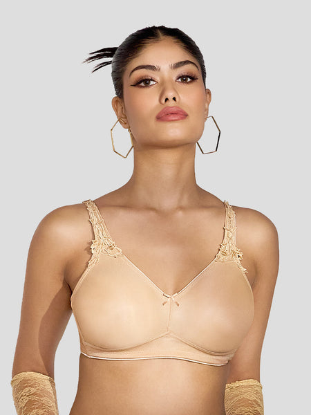 Maroon Quite Bloom Non-Padded Seamless T-Shirt Bra in Caramel – Medium skin tone nude lingerie for women