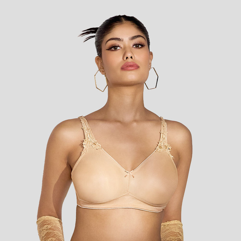 Maroon Quite Bloom Non-Padded Seamless T-Shirt Bra in Caramel – Medium skin tone nude lingerie for women