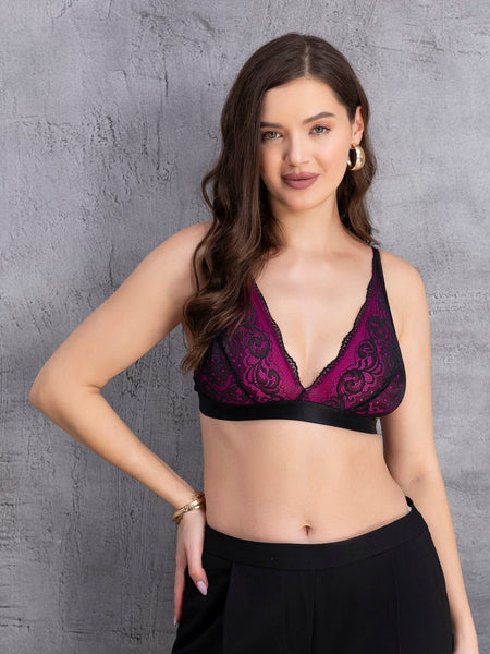 Lace Floral Bralette Non-Padded Non-Wired Bra