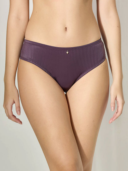 Clea Panty | Mid-Rise Brief, Soft Polyamide Fabric|  Sheen Striped Finish Seamless Hipster Brief