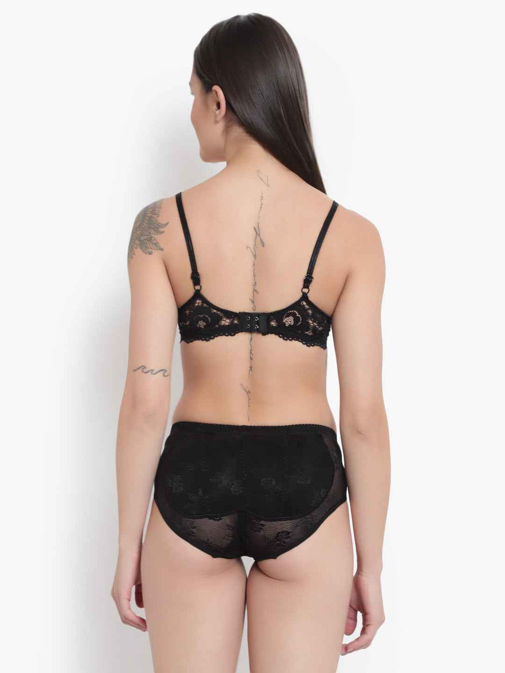 Women's Elegant Lace Love Double Padded Underwired Push up Bra Panty Bridal Set