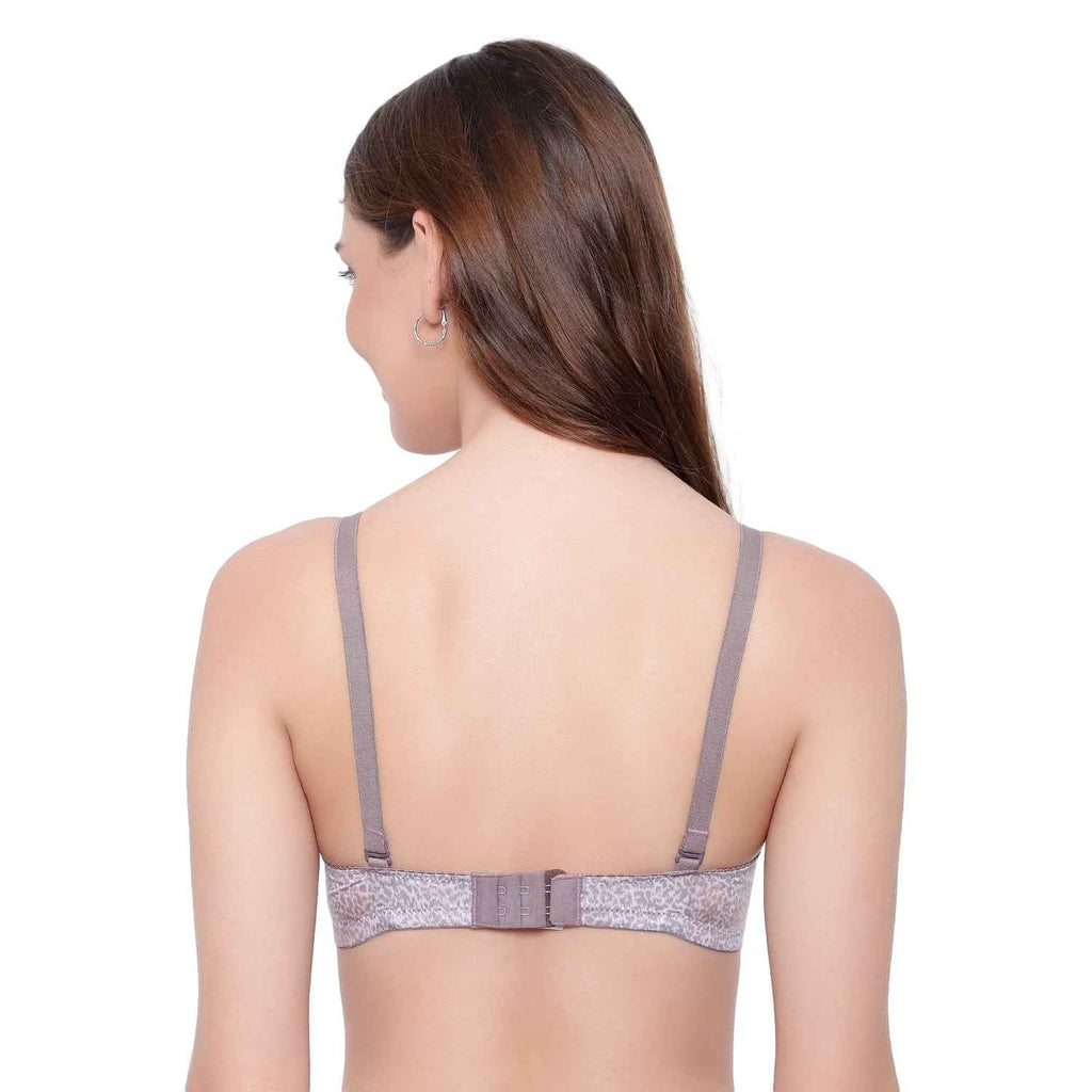 Women Full Coverage Convertible Straps Non-Wired Printed Padded T-Shirt Bra