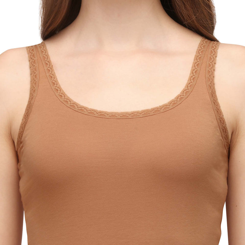 Cotton spandex Camisole with Lace Detailing