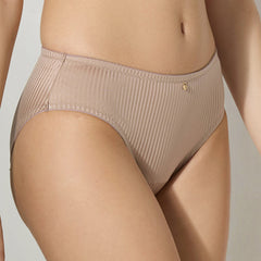 Clea Panty | Mid-Rise Brief, Soft Polyamide Fabric|  Sheen Striped Finish Seamless Hipster Brief