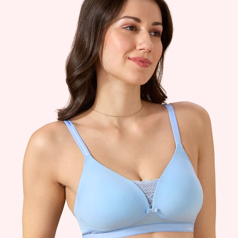 Cove Everyday Cotton Bra – Lightly Padded, Wire-Free, Lace Front, Designer Straps & Full Support Underband