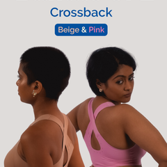 Fursat Crossback Bras for Women | Bundle of 2 - Beige & Pink 