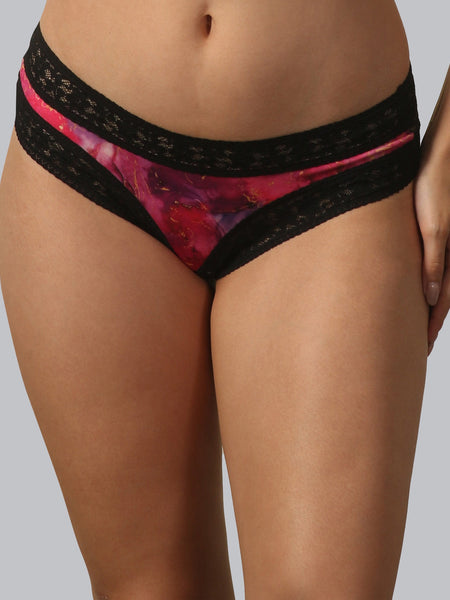 Mid Rise Lace Back Printed Cheekini Panty