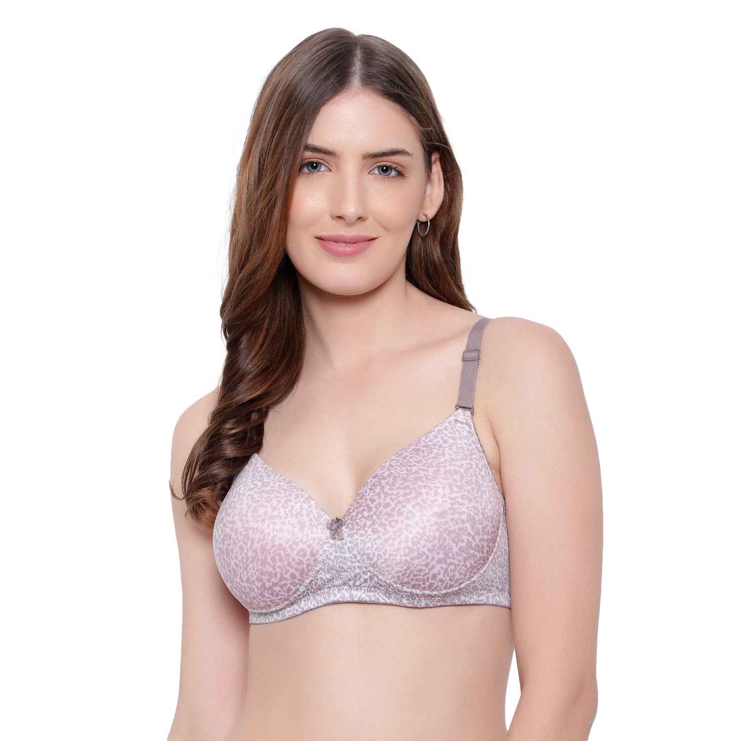 Women Full Coverage Convertible Straps Non-Wired Printed Padded T-Shirt Bra