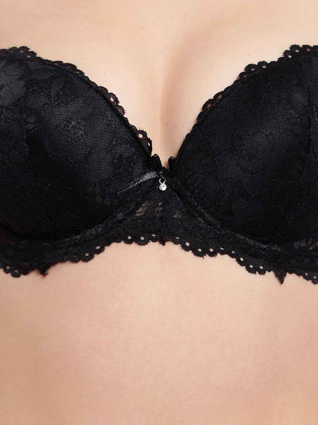 Women's Elegant Lace Love Double Padded Underwired Push up Bra Panty Bridal Set