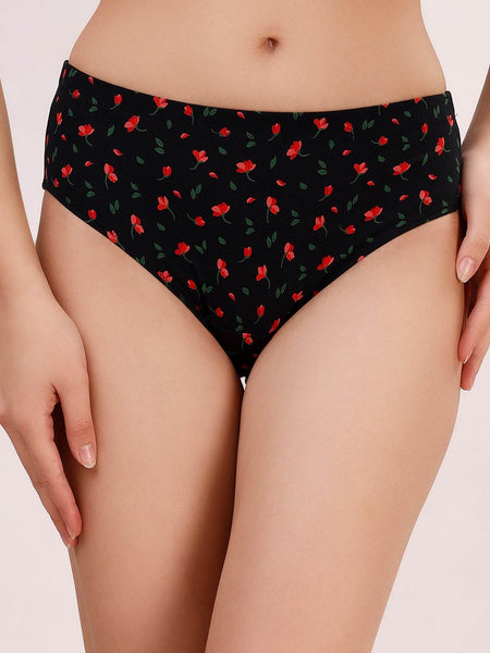 SOIE Woman - High Rise Full Coverage Printed Stretch Cotton Hipster Panty (Pack of 3) - Panty -for Women