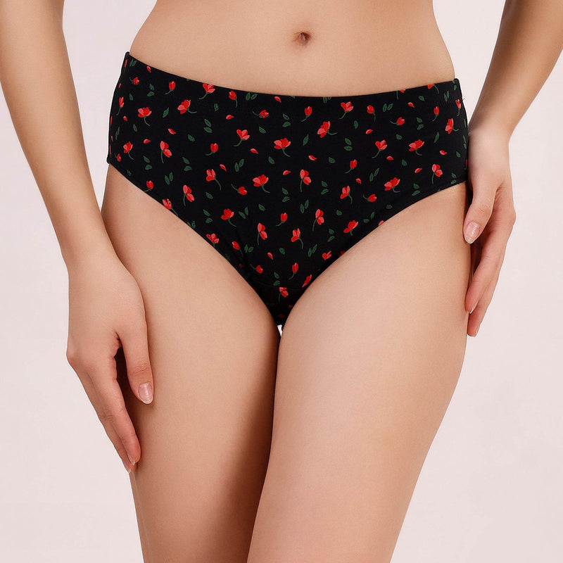 SOIE Woman - High Rise Full Coverage Printed Stretch Cotton Hipster Panty (Pack of 3) - Panty -for Women