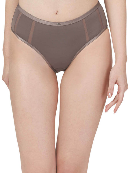 SOIE Woman - High Waist Full Coverage Mesh Panelled Brief - Panty -for Women
