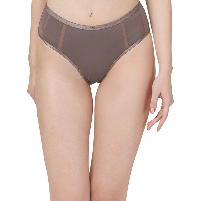 SOIE Woman - High Waist Full Coverage Mesh Panelled Brief - Panty -for Women