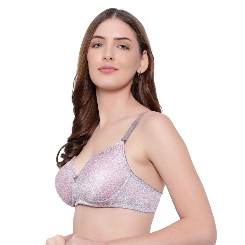 Women Full Coverage Convertible Straps Non-Wired Printed Padded T-Shirt Bra