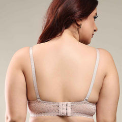 Women Beige Plus Size Floral Lace Padded Push-Up Bra With All Day Comfort