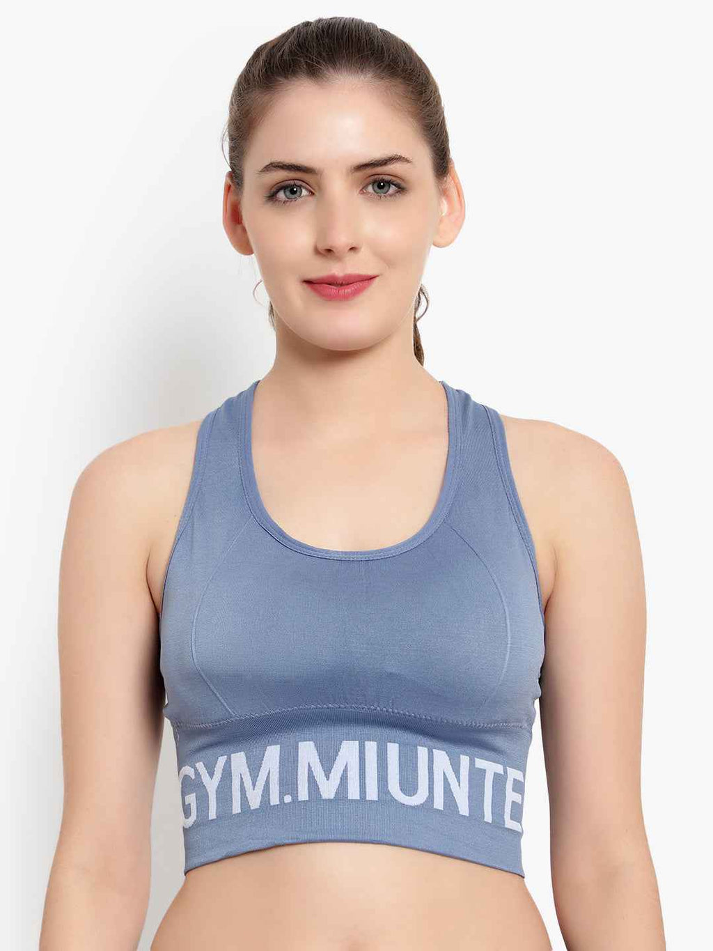 Women Sea Blue Racerback Workout Sports Bra