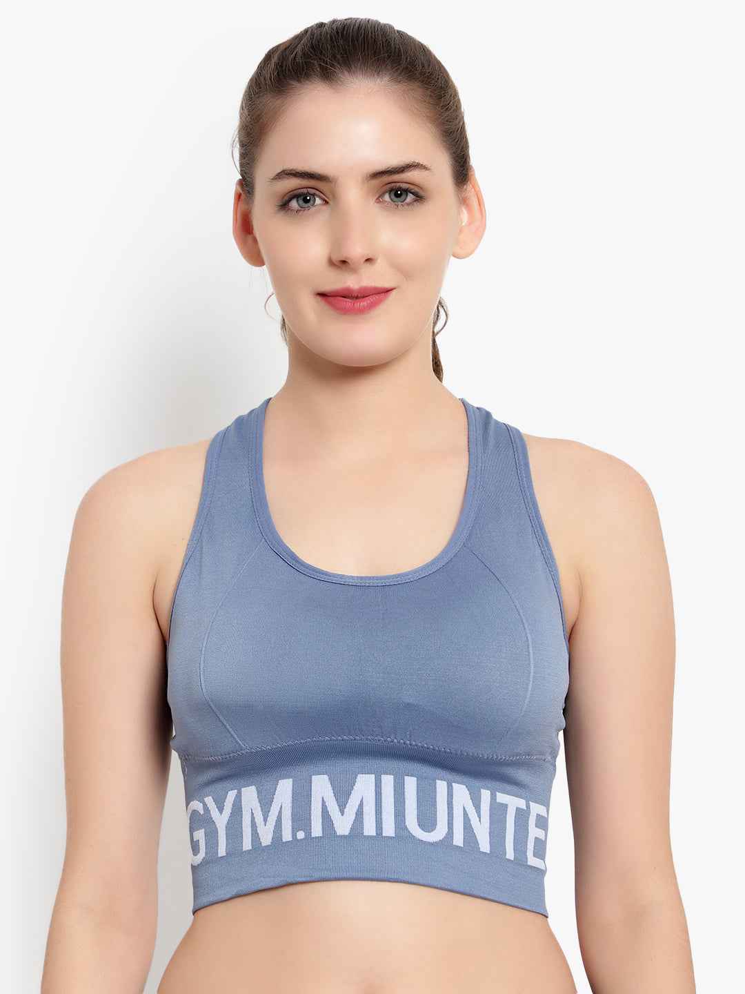 Women Sea Blue Racerback Workout Sports Bra
