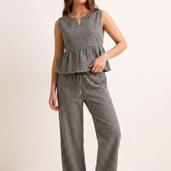 Summer Checks Peplum Top and Pyjama Set