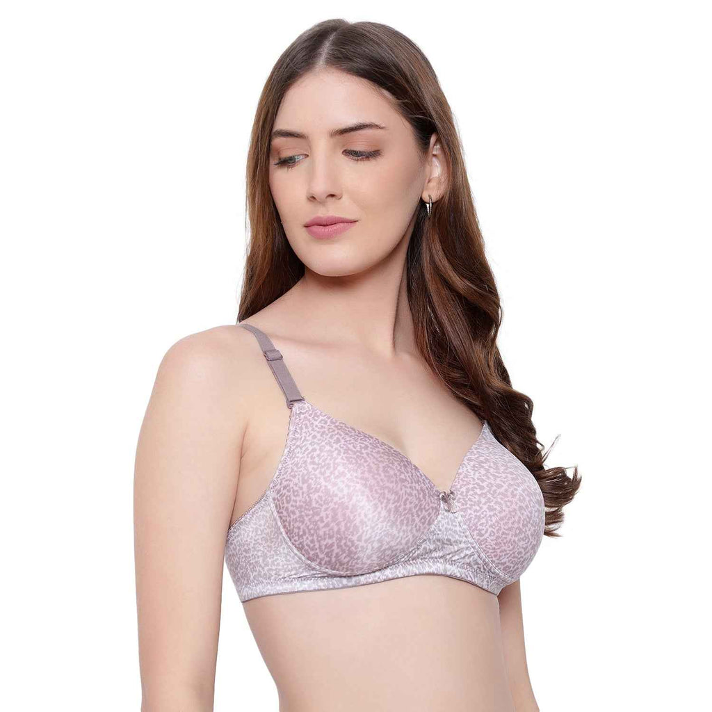 Women Full Coverage Convertible Straps Non-Wired Printed Padded T-Shirt Bra
