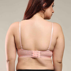 Women Peach Plus Size Floral Lace Padded Push-Up Bra With All Day Comfort